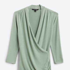 41 HAWTHORN Henri Surplice Wrap Ruched Knit Top